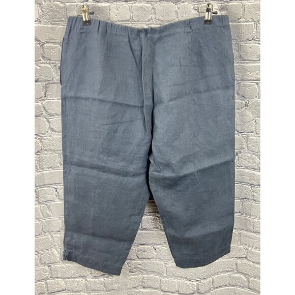 J.Jill Love Linen Womens Petite Navy Blue Pull-On Cropped Pants 100% Linen LP - Picture 2 of 4